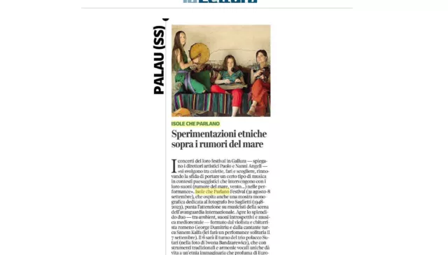 La Lettura - Corriere della sera - 18/08/24. Isole che parlano. Sperimentazioni etniche sopra i rumori del mare.